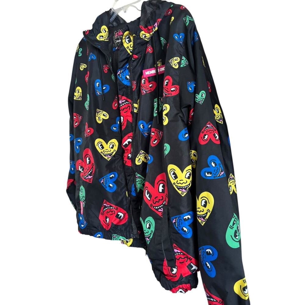 Keith Haring Members Only Jacket Windbreaker Large L Pop Art Hearts Apparel NWT - Picture 4 of 5